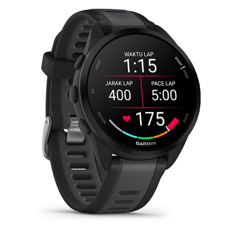 Jual Jam Tangan Lari Pria Garmin Forerunner 165 Black - Slate Gray Original 010-02863-Aa - v3.ncrsport.com