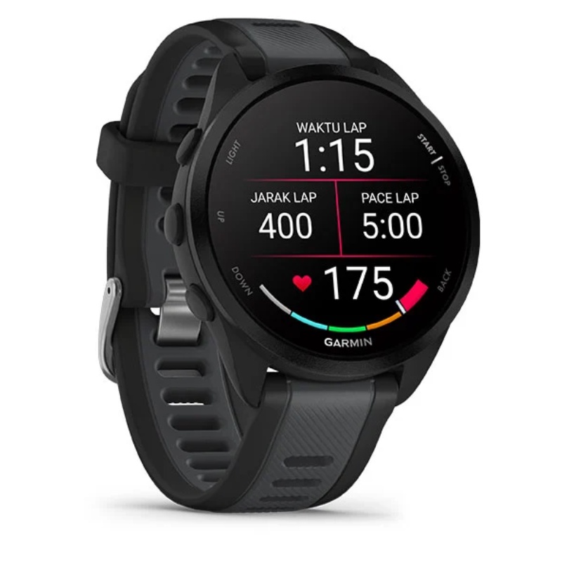 Jual Jam Tangan Lari Pria Garmin Forerunner 165 Black - Slate Gray Original 010-02863-Aa - v3.ncrsport.com