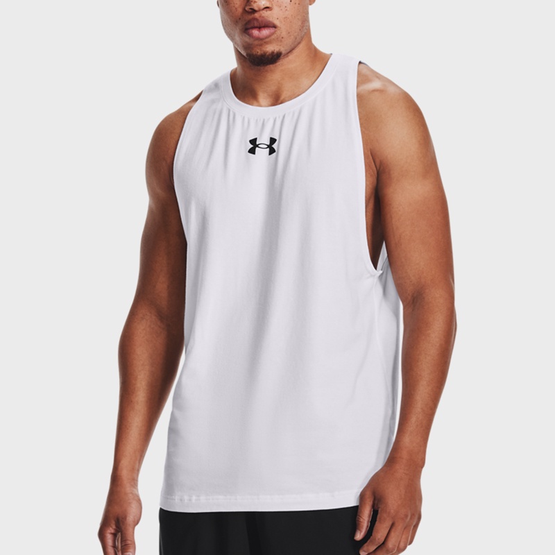 Jual Baju Basket Under Armour Baseline Cotton Tank White Original 1361901-100 - v3.ncrsport.com