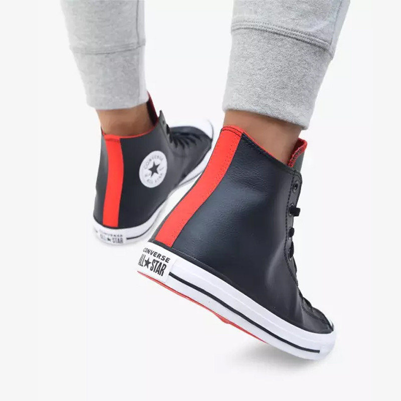 Jual Sepatu Sneakers Converse Chuck Taylor All Star Faux Leather Hi Black Original 167119C - v3.ncrsport.com