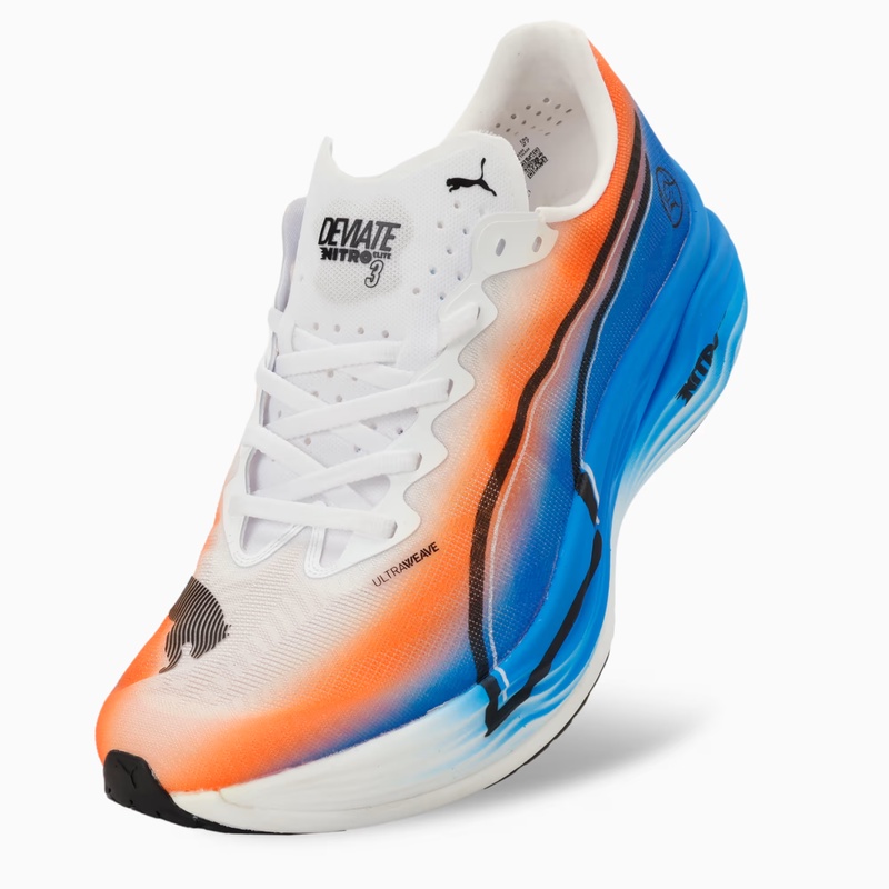 Jual Sepatu Lari Puma Deviate Nitro Elite 3 Ekiden Puma White - Heat Fire - Puma Black Original 313420-01 - v3.ncrsport.com