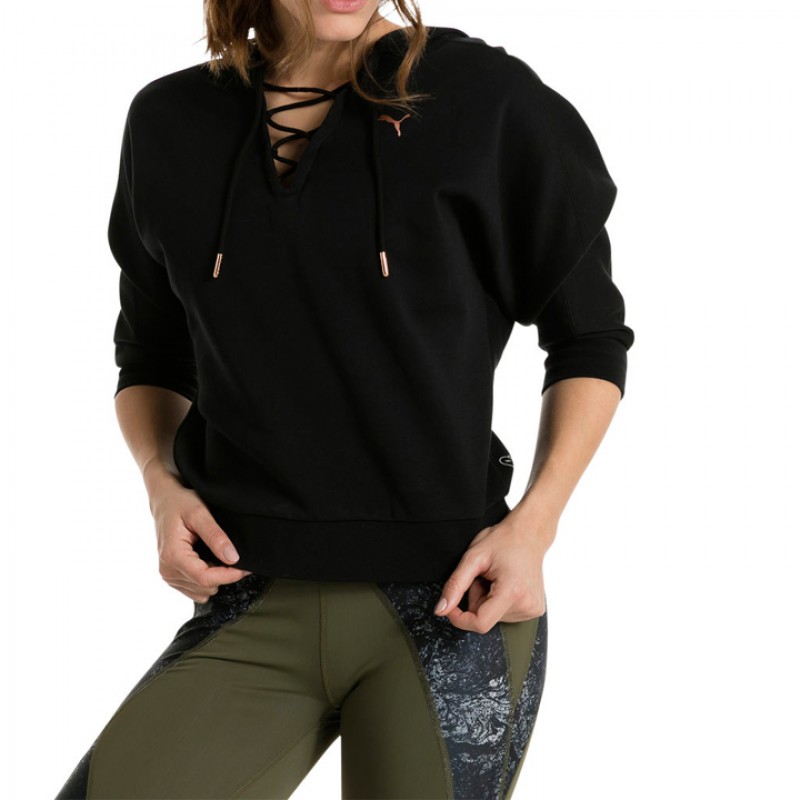 Jual Baju Training Wanita Puma Wmns Active Training Yogini Cropped Hoodie Black Original 515722-01 - v3.ncrsport.com