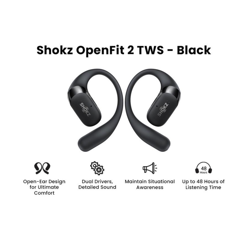 Jual Peralatan Lari Shokz Openfit 2 Black Original 8100018597 - v3.ncrsport.com