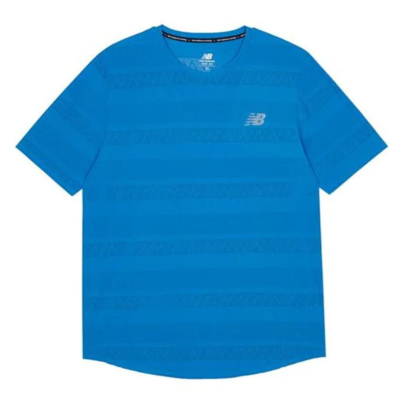 Jual Baju Lari New Balance Round Neck Pullover Sports Short Sleeve Blue Original Amt13277 - v3.ncrsport.com