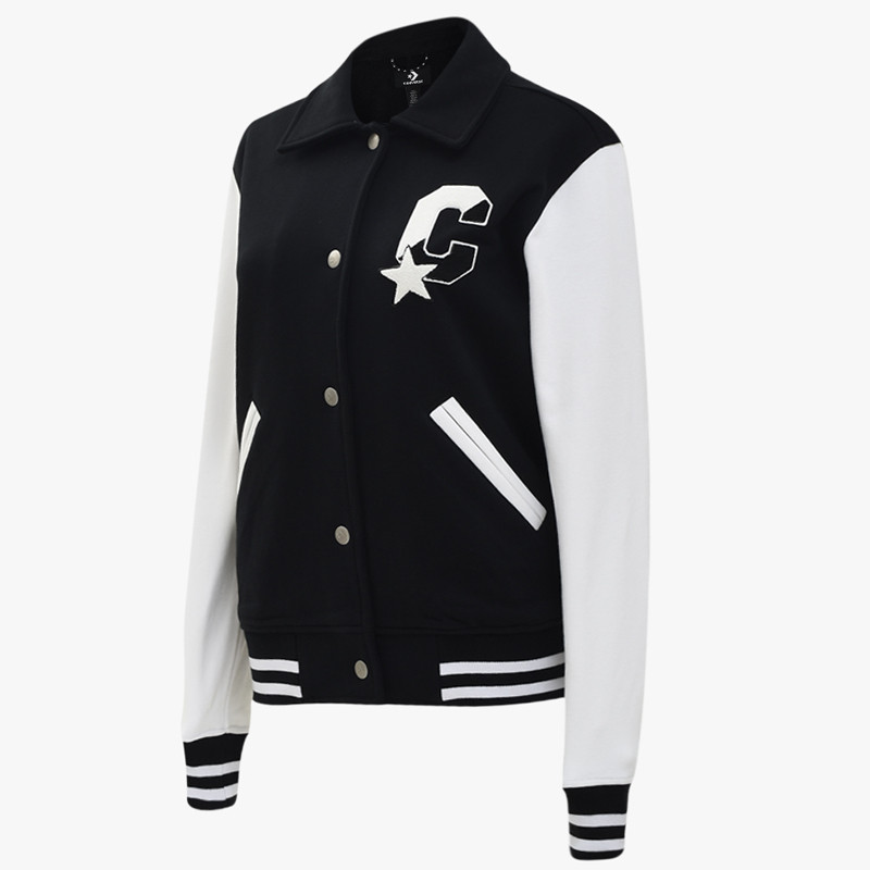 Jual Baju Sneakers Wanita Converse Wmns Twisted Varsity Knit Jacket Black White Original Con018557A02 - v3.ncrsport.com
