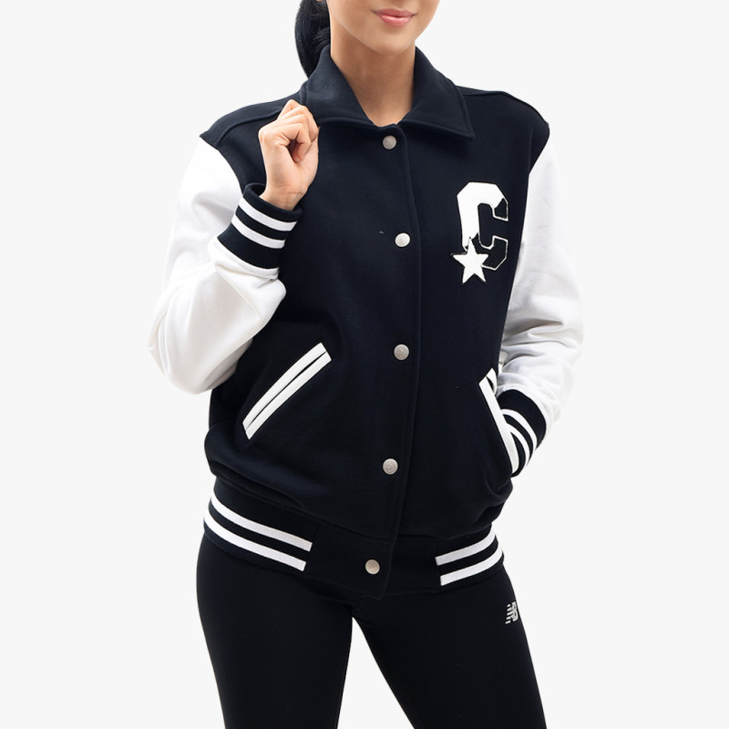 Jual Baju Sneakers Wanita Converse Wmns Twisted Varsity Knit Jacket Black White Original Con018557A02 - v3.ncrsport.com