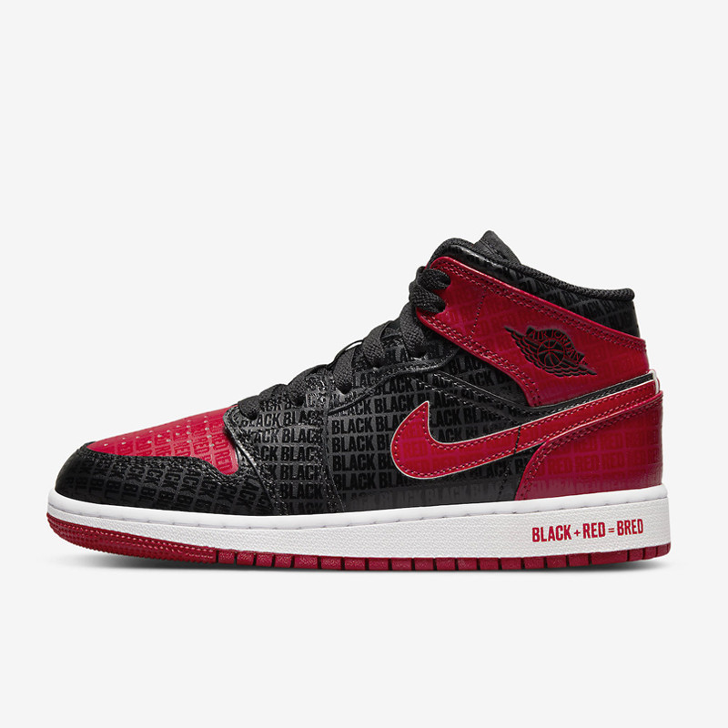 Jual Sepatu Sneakers Anak Air Jordan Aj 1 Mid Gs Bred Text Black Red Original Dm9650-001 - v3.ncrsport.com