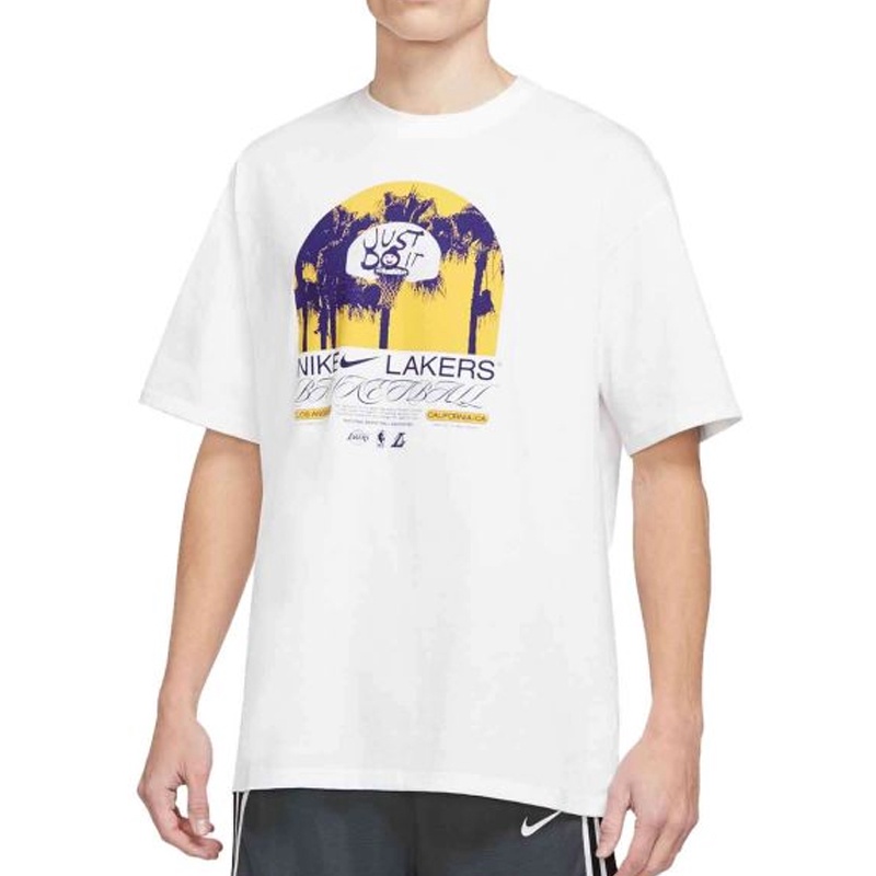 Jual Baju Basket Nike Los Angeles Lakers Courtside Max 90 Tee White Original Dr6300-100 - v3.ncrsport.com