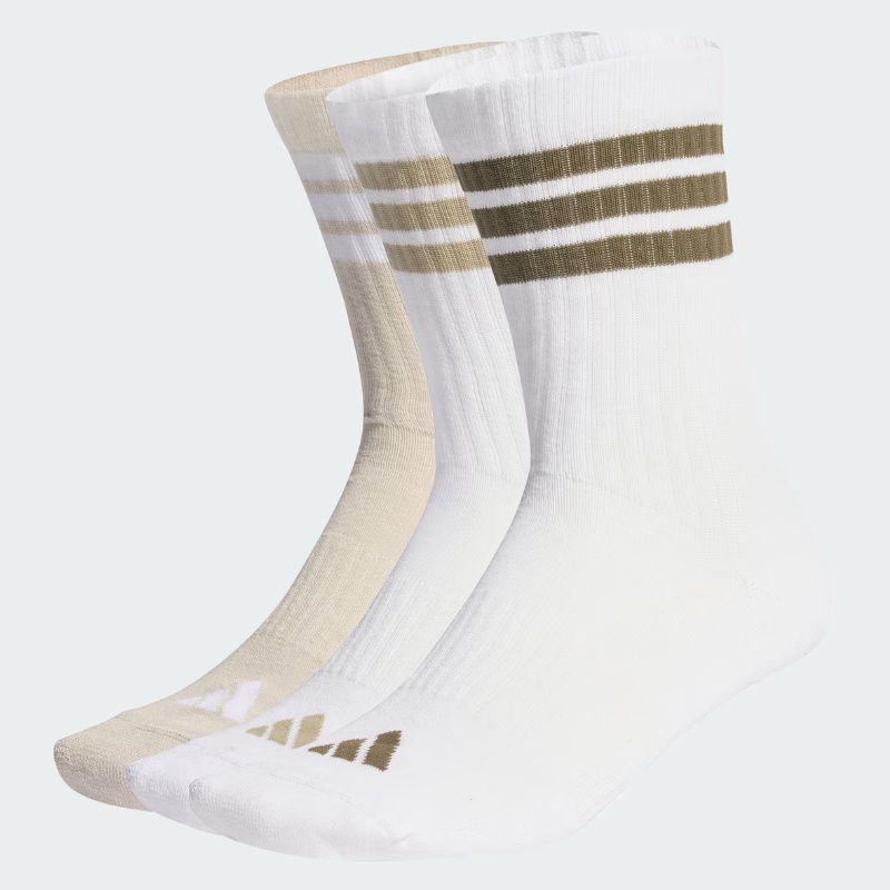 Jual Kaos Kaki Lari Adidas 3-Stripes Cushioned Sportswear Crew Socks 3 Pair Pack White-Beige-Olive Strata Original Kc9639 - v3.ncrsport.com