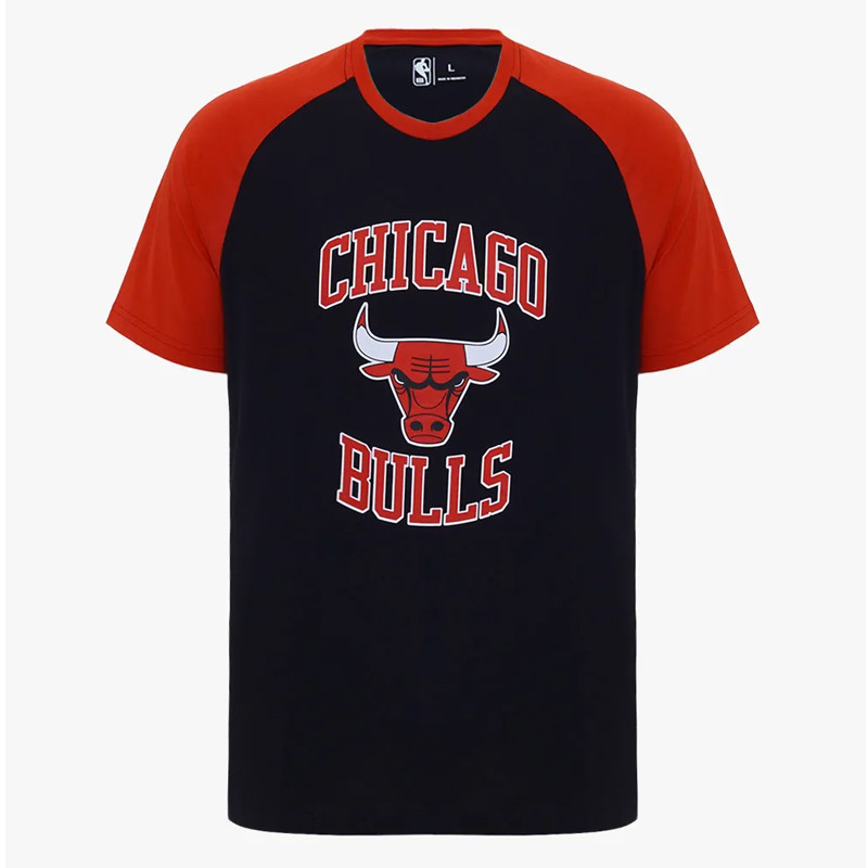 Beli Baju Basket Nba Short Sleeve Tee Raglan Print Chicago Bulls Black Red Original Nbacbtee01Bk