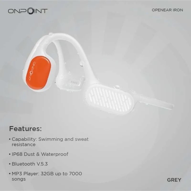 Jual Peralatan Lari Onpoint Iron Openear Bone Conduction Headphone Grey Original Oei-0224-Gr - v3.ncrsport.com