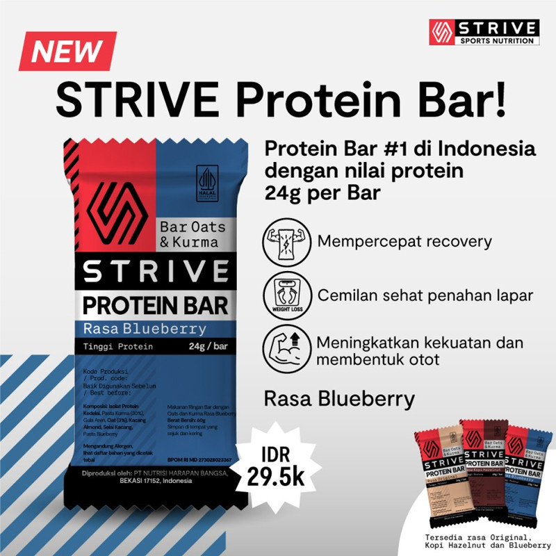 Jual Suplemen Lari Strive Protein Bar Blueberry Blueberry Original Protein-Blueberry - v3.ncrsport.com