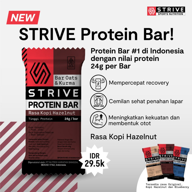 Jual Suplemen Lari Strive Protein Bar Kopi Hazelnut Brown Original Protein-Kopi - v3.ncrsport.com