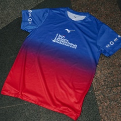 Beli Baju Lari Mizuno Btn Jakim Merchandise Tee Blue - Red Original J2Sac0M386